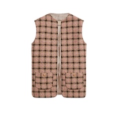 Gilet in tweed a quadri con lamé