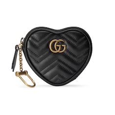ダブルG ハートシェイプコインケースブラック レザー | GUCCI公式