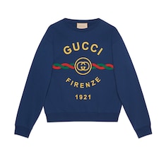 سويت شيرت من القطن بطبعة 'Gucci Firenze 1921'