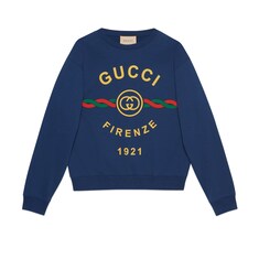 Sweat-shirt en coton avec inscription « Gucci Firenze 1921 »