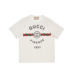 T-Shirt aus Baumwolljersey mit „Gucci Firenze 1921“