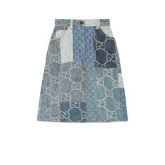 GG denim patchwork skirt