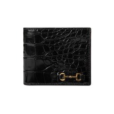 Bi-fold crocodile wallet with Horsebit