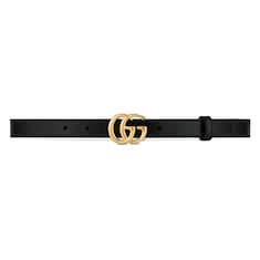 GG Marmont thin leather belt with shiny buckle