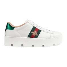 GUCCI Women s Ace Platform Sneaker White Leather