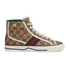 Women's Gucci Tennis 1977 High Top Sneaker In Beige & Ebony GG Canvas ...