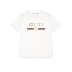 تي شيرت من القطن مزين بشعار Gucci