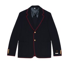 Wool cotton jersey jacket with patches