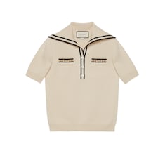 Polo de lana con jacquard con GG
