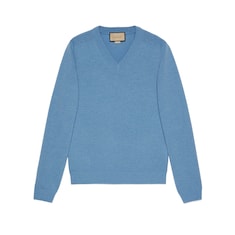 Wool V-neck jumper with Gucci patch