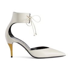 Women's mid-heel pump with ankle cuff