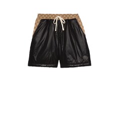 Nylon and GG canvas padded shorts