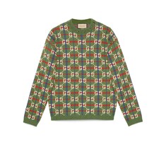 GG check knit wool sweater