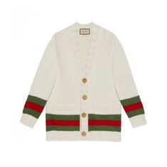 Fine wool cardigan with Web