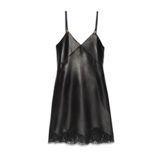 Leather slip dress with lace