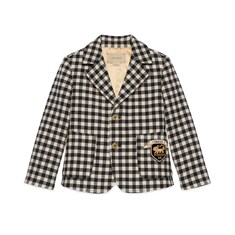 Children's gingham wool jacket