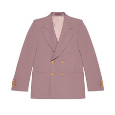 جاكيت من التويل الفاخر مع عبارة HA HA HA وشعار Gucci