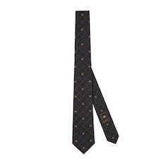 Krawatte aus Seidenjacquard mit Doppel G und Karos