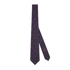 Corbata jacquard y seda con Doble G a cuadros