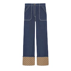 Pantalón de denim con dobladillo con GG