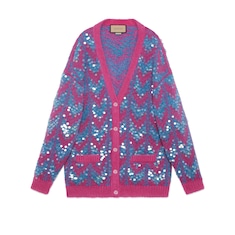 Chevron wool and sequin cardigan