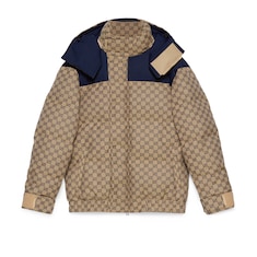 GG canvas goose down jacket in blue | GUCCI® US