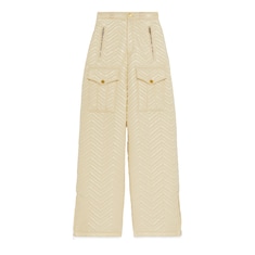 Hose aus gestepptem Nylon mit Stickerei