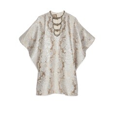 Leaf jacquard dress with crystal detail