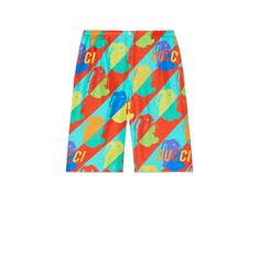 Shorts aus Seide mit Hasen-Print