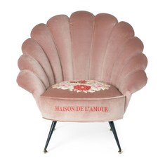 Sessel aus Samt mit Blumen-Stickerei