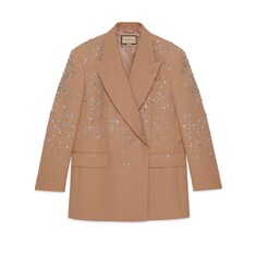 Jacke aus strukturiertem Gabardine mit Kristallen