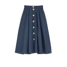 Pleated denim skirt