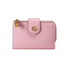 バンブー付き ダブルG ミディアム ウォレットピンク レザー | GUCCI® JP