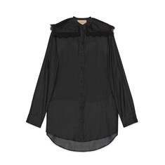 Silk cotton organza shirt with collar
