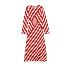 Gestreiftes Jacquard-Kleid aus Wolle und Baumwolle