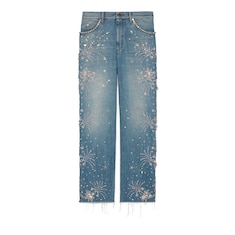 Pantalón de denim con adornos de cristales