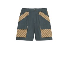Cotton canvas bermuda short with GG inserts