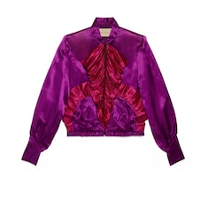 Duchesse bomber jacket with ruffle detail