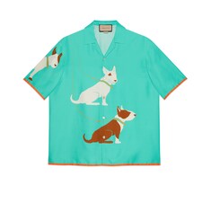 Silk twill shirt with dog print