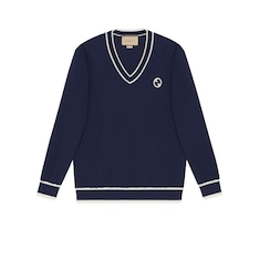 Knit cotton wool jumper with patch