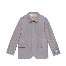 Children's linen and wool check jacket