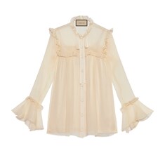 Silk chiffon ruffle shirt