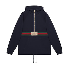 Sudadera tribanda Web con logo Gucci vintage en azul tinta GUCCI ES