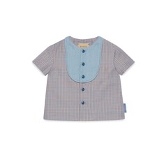 Baby linen and wool check jacket