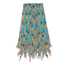 Lipstick and tool print silk skirt
