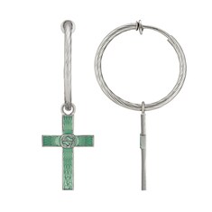 Interlocking G enamel cross single earring