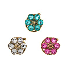 Double G crystal flower hair clips