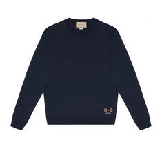 Wool sweater with Horsebit intarsia
