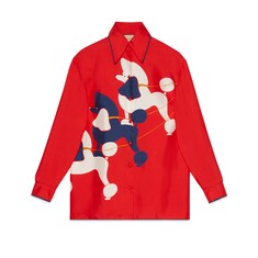 Silk shirt with dog print