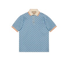 Polo en piqué de coton à motif G géométrique